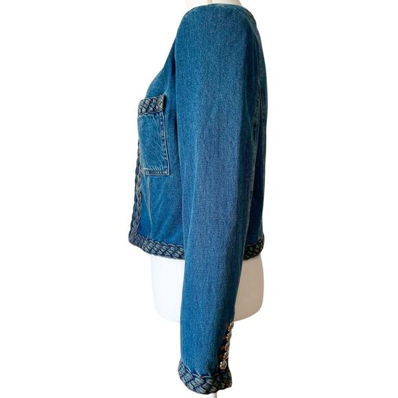 NWT Veronica Beard Arrowe Denim Jacket Collarless Blazer Jeans Size 8 - Picture 10 of 12